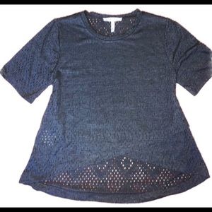 BCBG charcoal cross cross jersey top